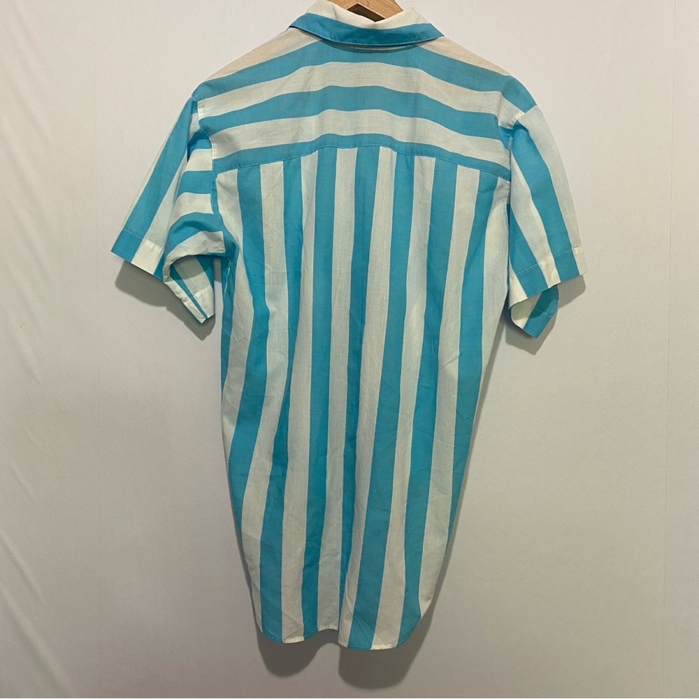 Diane Von Furstenberg Striped Button Up Shirt Blue White Short Sleeve Blouse S - Picture 4 of 7